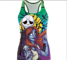 Load image into Gallery viewer, Womens The Nightmare Before Christmas &amp; Corpse Bride Printed Halloween Sleeveless Tshirts - SpookyHollow