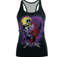 Load image into Gallery viewer, Womens The Nightmare Before Christmas &amp; Corpse Bride Printed Halloween Sleeveless Tshirts - SpookyHollow