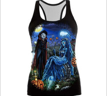 Load image into Gallery viewer, Womens The Nightmare Before Christmas &amp; Corpse Bride Printed Halloween Sleeveless Tshirts - SpookyHollow