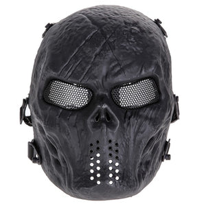 Skull Airsoft Party Paintball Full Face Mask with Mesh Eyes - SpookyHollow