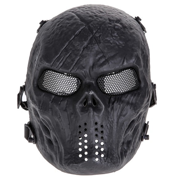 Skull Airsoft Party Paintball Full Face Mask with Mesh Eyes - SpookyHollow