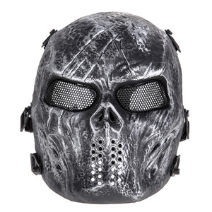 Skull Airsoft Party Paintball Full Face Mask with Mesh Eyes - SpookyHollow