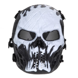 Skull Airsoft Party Paintball Full Face Mask with Mesh Eyes - SpookyHollow