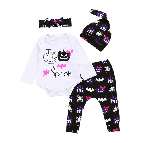 4pcs Set Baby Girl Romper Tops+Pants - SpookyHollow