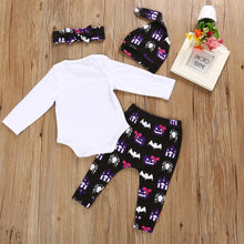 Load image into Gallery viewer, 4pcs Set Baby Girl Romper Tops+Pants - SpookyHollow