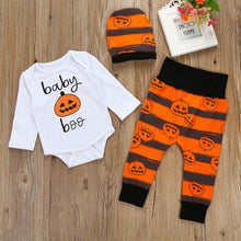 Load image into Gallery viewer, 3pcs Baby Boy/Girl Long Sleeve Romper +Pants+ Hat - SpookyHollow