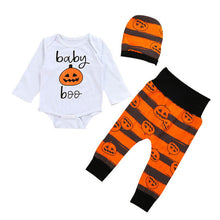 Load image into Gallery viewer, 3pcs Baby Boy/Girl Long Sleeve Romper +Pants+ Hat - SpookyHollow