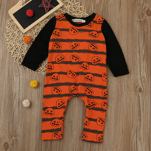 Baby Halloween Long Sleeve Pumpkin Rompers - SpookyHollow