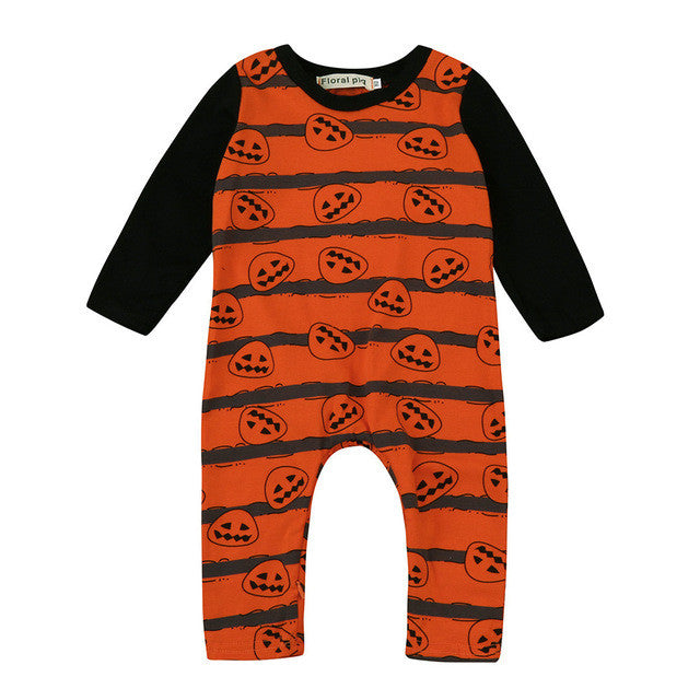 Baby Halloween Long Sleeve Pumpkin Rompers - SpookyHollow