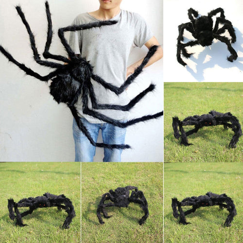 Big Black Furry Fake Spider - SpookyHollow