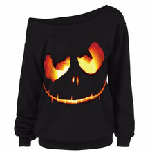 Load image into Gallery viewer, Plus Size Women&#39;s One Shoulder Halloween Sweatshirt - SpookyHollow