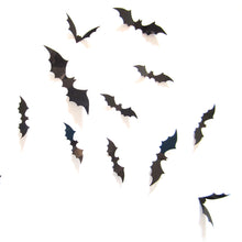 Load image into Gallery viewer, 12pcs Black 3D Bat Wall Decals - SpookyHollow