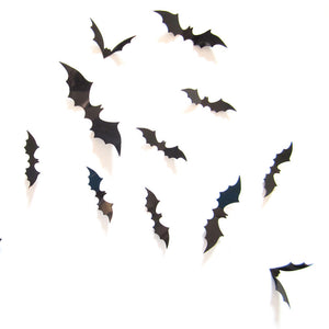 12pcs Black 3D Bat Wall Decals - SpookyHollow