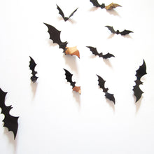 Load image into Gallery viewer, 12pcs Black 3D Bat Wall Decals - SpookyHollow