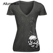 Load image into Gallery viewer, Sexy Women Short Sleeve V Neck T Shirts - SpookyHollow