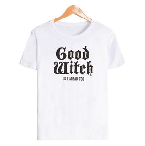 Couple BAD WITCH GOOD WITCH Letter Printed T-Shirts - SpookyHollow