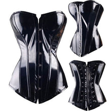 Load image into Gallery viewer, Corset Leather Faux Black Steampunk - SpookyHollow