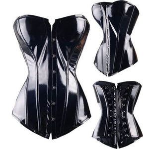 Corset Leather Faux Black Steampunk - SpookyHollow