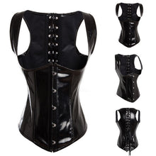 Load image into Gallery viewer, Corset Leather Faux Black Steampunk - SpookyHollow