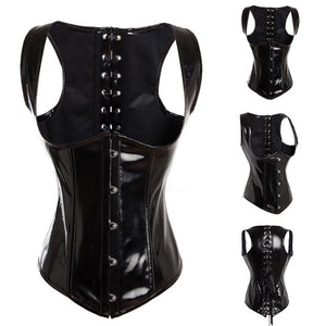 Corset Leather Faux Black Steampunk - SpookyHollow