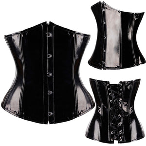 Corset Leather Faux Black Steampunk - SpookyHollow