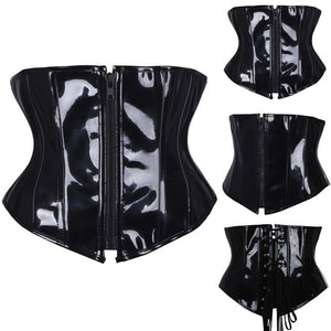 Corset Leather Faux Black Steampunk - SpookyHollow