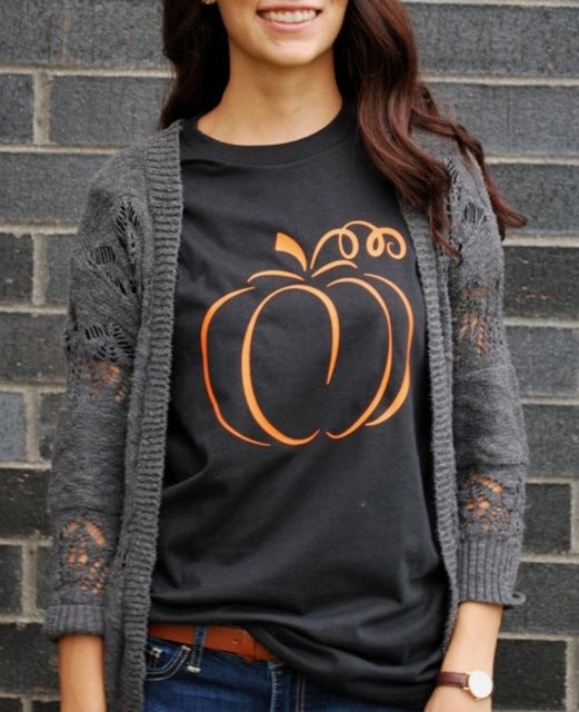 Women Halloween pumpkin graphic t-shirt - SpookyHollow