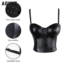 Load image into Gallery viewer, Women Steampunk Corset Bra Tops Leather - SpookyHollow