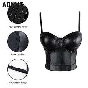 Women Steampunk Corset Bra Tops Leather - SpookyHollow