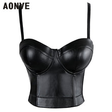 Load image into Gallery viewer, Women Steampunk Corset Bra Tops Leather - SpookyHollow