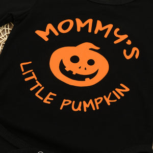 Baby Boy/Girl Halloween Orange Pumpkin Print Black Long Sleeve Romper - SpookyHollow