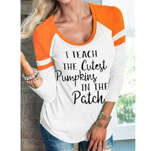 Load image into Gallery viewer, womens Pumpkin t-shirt letter printed graphic tees - SpookyHollow