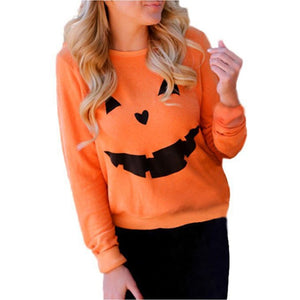 Hot Sale Women Halloween Pumpkin Print Long Sleeve Sweatshirts - SpookyHollow