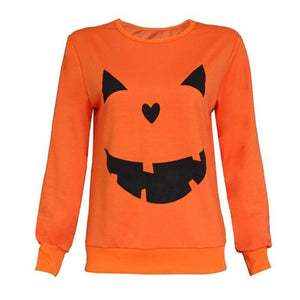 Hot Sale Women Halloween Pumpkin Print Long Sleeve Sweatshirts - SpookyHollow