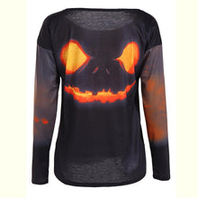 Load image into Gallery viewer, Women Long Sleeve Pumpkin T Shirt - SpookyHollow