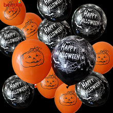 Load image into Gallery viewer, 10pcs Halloween Decoration Latex Balloons with Pumpkin Skull Spider Web Patterns - SpookyHollow