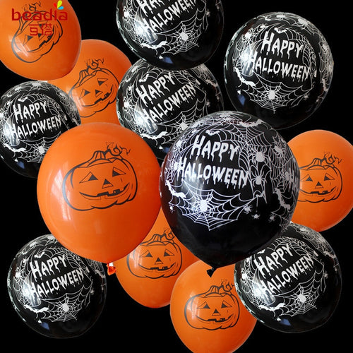 10pcs Halloween Decoration Latex Balloons with Pumpkin Skull Spider Web Patterns - SpookyHollow