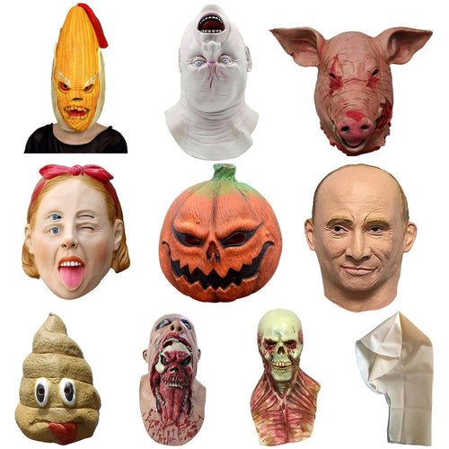 Adult Halloween Scary Latex Full Head Face Mask (Breathable) - SpookyHollow