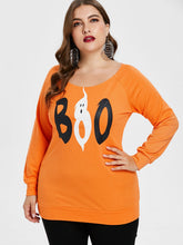 Load image into Gallery viewer, Plus Size Halloween Letter Print Women T-Shirts - SpookyHollow